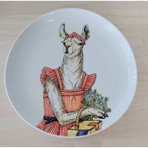 West Elm Dapper Animal Salad or Dessert 8.75" Plate Americana LLAMA , NEW